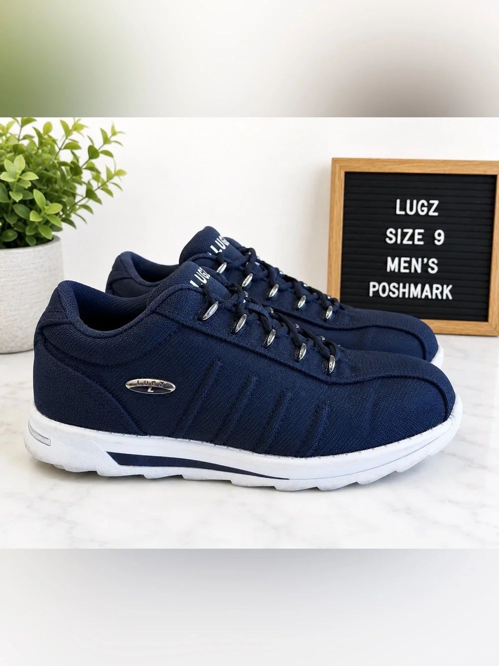 Lugz Men's Navy Blue Athletic Sneakers Size 9 Mesh Lace-Up Casual Walking Shoes